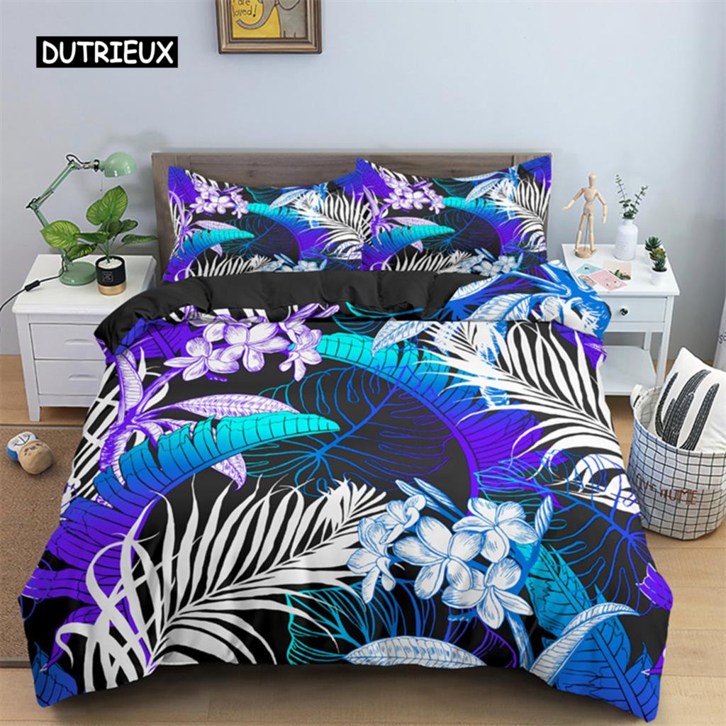 Peacock Feather Duvet Cover Feather Theme Bedding Set Microfiber Floral Quilt Cover Twin King For Teen Boys Girls Bedroom Decor