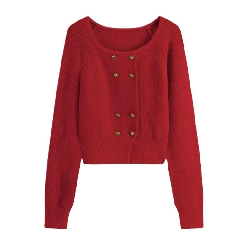 Autumn/Winter Women's Sweater Double Breasted Knitted Sweater Women's Cardigan Coat