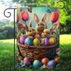 1pc Easter Bunny & Egg Garden Flag - Double-Sided Print, Linen Material, Vibrant Spring Yard Decor, No Pole Included, 2D Flat Printing, Outdoor Lawn a