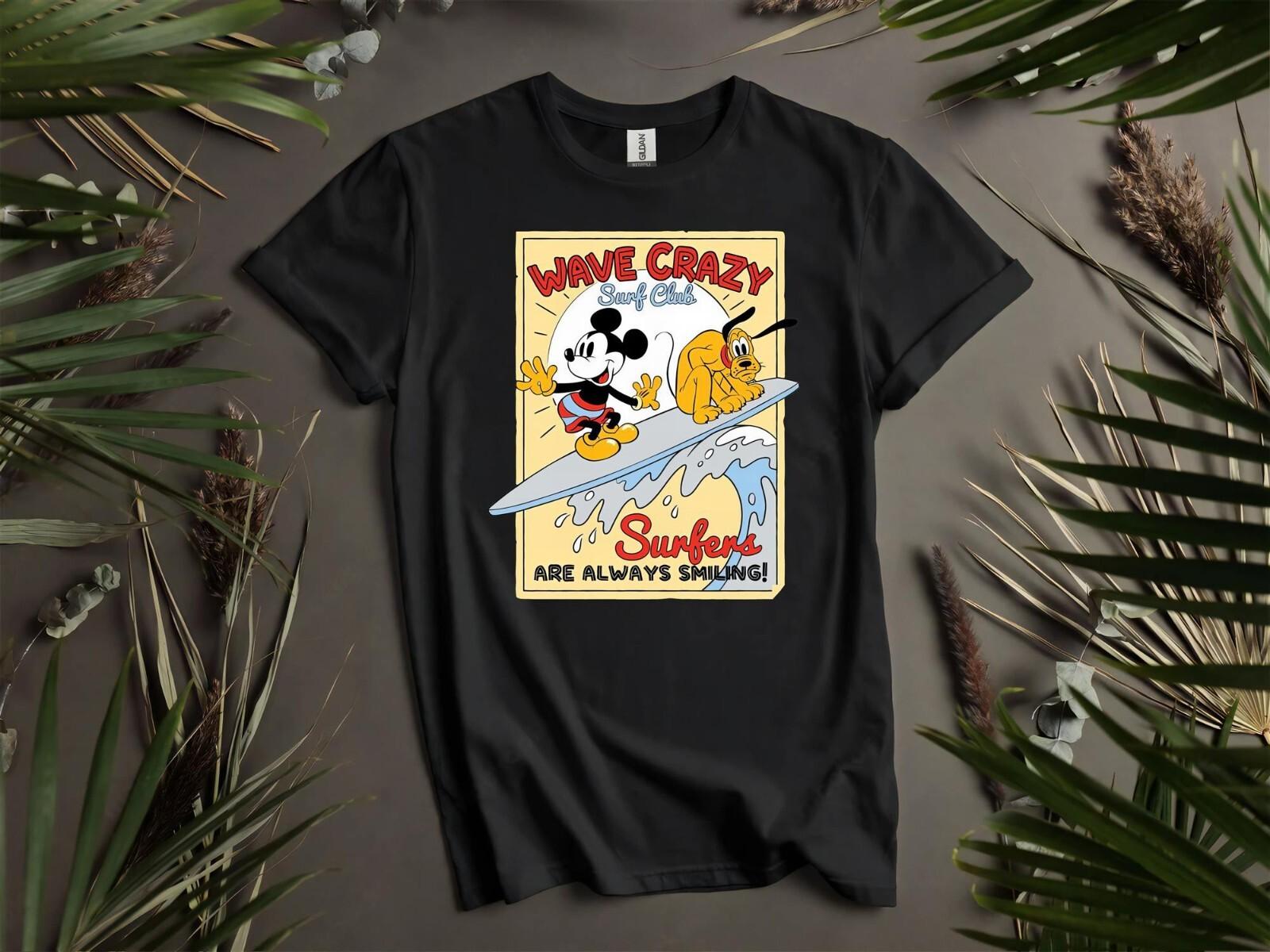 Wave Crazy Mickey Surfing T-Shirt Mens Womens Tees Top T Shirt Mens Womens Tees Top Men Women Unisex Tshirt L206 S