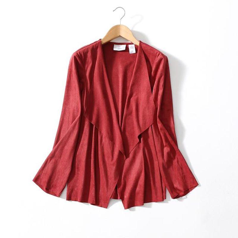 

Export Export Fashion Style Big Brand Elegant Asymmetrical Suede Trench Coat Coat Shawl Spring & Fall Plus Size Women s Clothing Carmine European code -20W (Bust size 128)