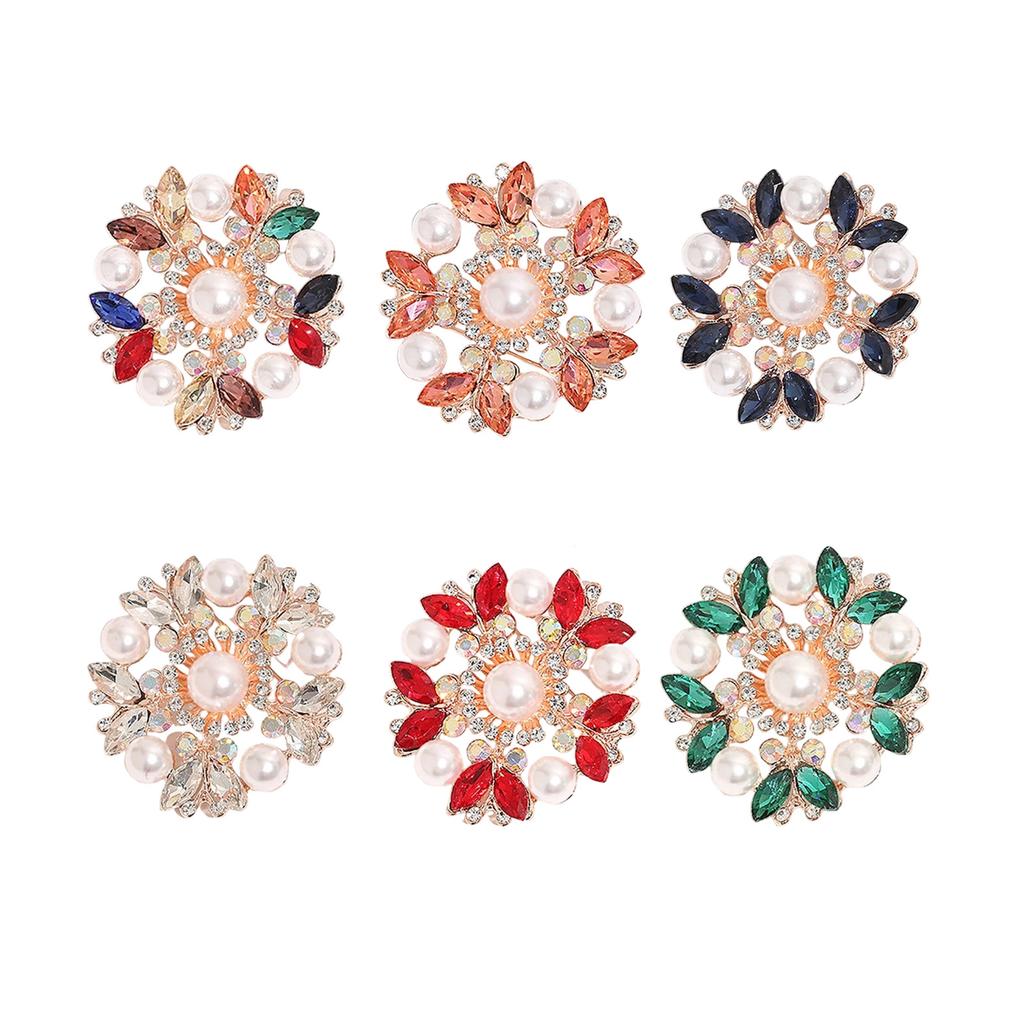 Elegant Crystal Pearl Flower Brooch For Women Vintage Rhinestone Scarf Pin Multi Purpose Jewelry Gift