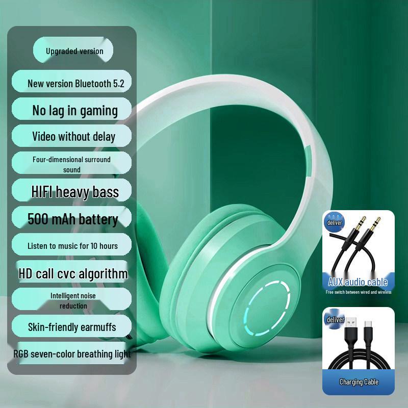 Wireless Over-Ear Bluetooth Headphones with Large Earcups, Noise-Canceling for Music, Sports, and Laptop Use