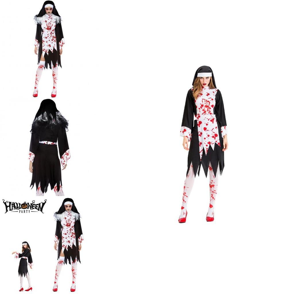 Scary Halloween Horror Nun Ghost Cosplay Costume For Women