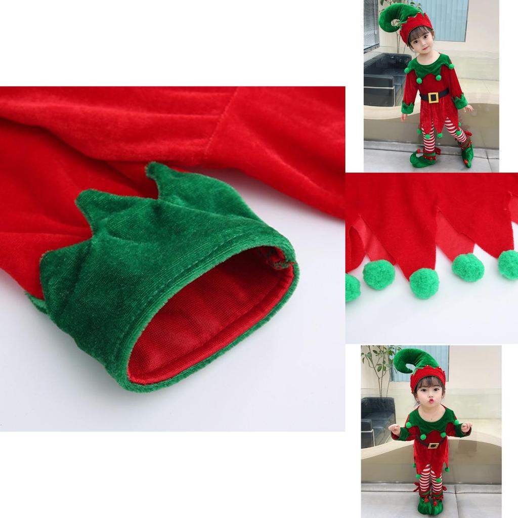 Premium Boys Girls Xmas Elf Costume Toddler Cosplay Outfit
