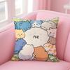 Cartoon Cute Cat Picture With Fresh Wake Up Cushion Cover Linen Pillowcase Cover Soft Decor for Sofa Home Room