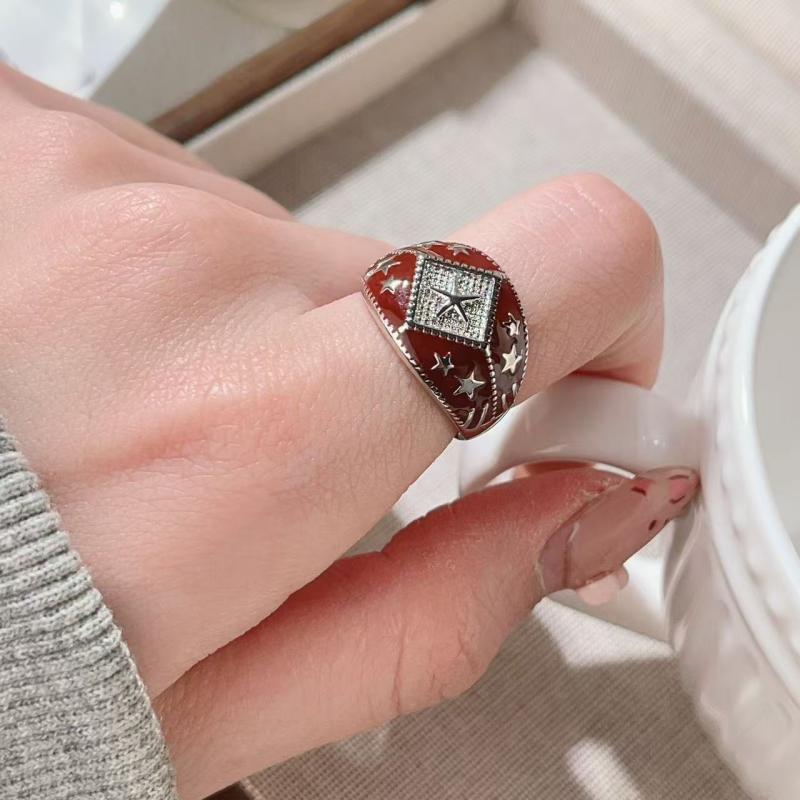 

Retro Drip Oil Ring Men Women Star Opening Adjustable Wide Band Ring Y2K Cool Personality Fashion Party Jewelry Gifts Daily Wear