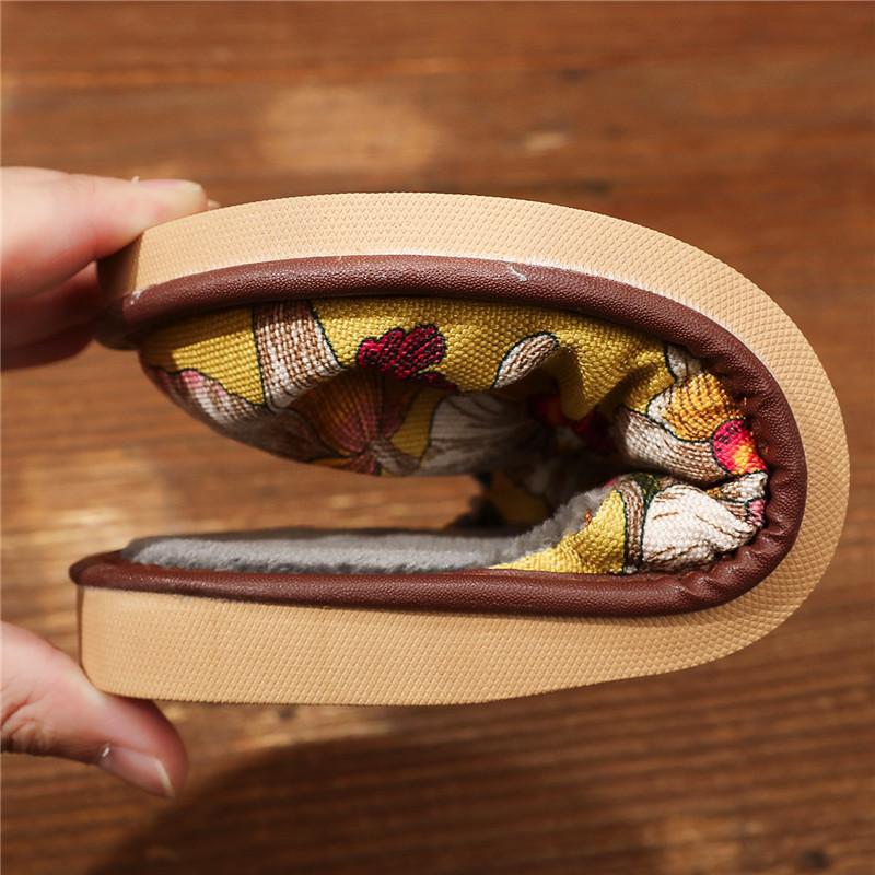 Winter garden cotton slippers fashion printing men's and women's warm fabrics non-slip rubber soft soles home cotton shoes