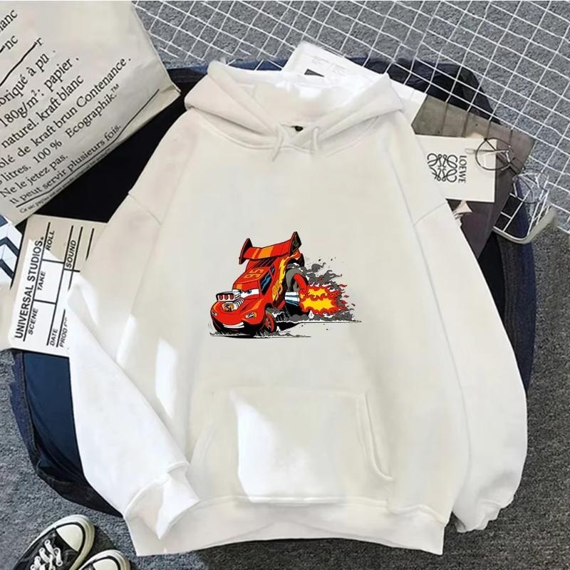 Cars Lightning McQueen Hoodies Women Vintage Jasmine Kawaii Hooded Pullover Clothes Cartoons Sweatshirt Harajuku Aesthetic Tops