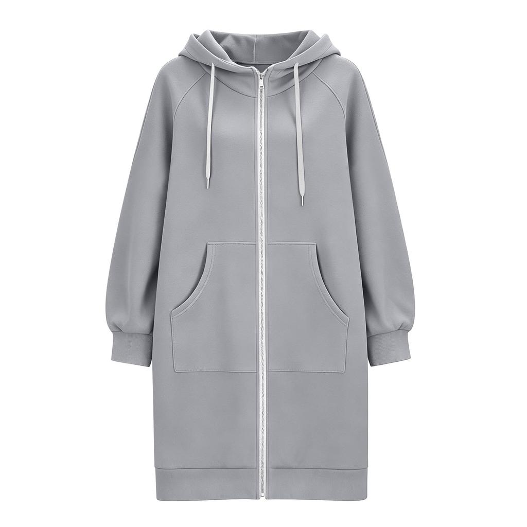 Damen Casual Kapuzenjacke mit Reißverschluss und Taschen