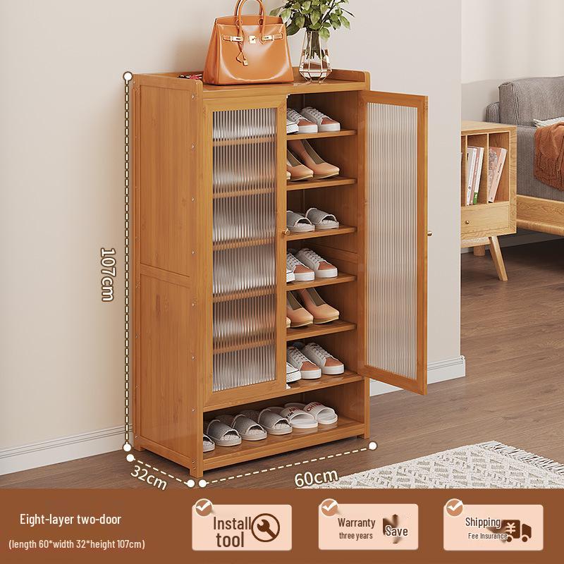 Japanese Rattan Dustproof Shoe Cabinet - Compact, Large-Capacity Entryway Storage Rack