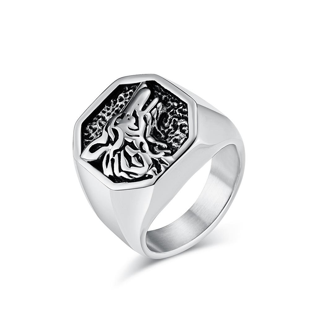 Retro Old Wolf Head Titanium Steel Ring Men s Fashion Personalized Jewelry 7#