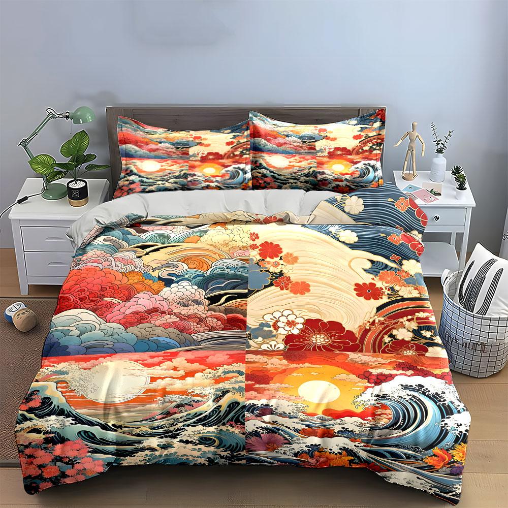 Japanese Style Decorative Set Multiple Sizes Kid'S And Adults' Bedroom Exquisite 3Pc Bedding Set, Gift