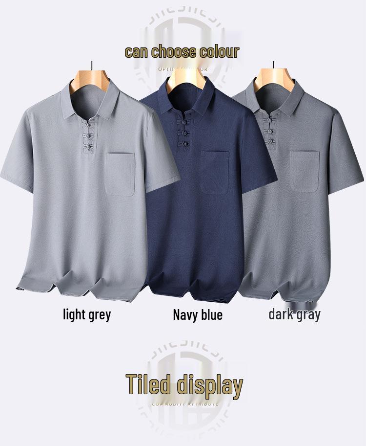 Summer Tang Suit: Lightweight Hanfu for Middle-Aged and Elderly Men - Ice Silk Short Sleeve Set