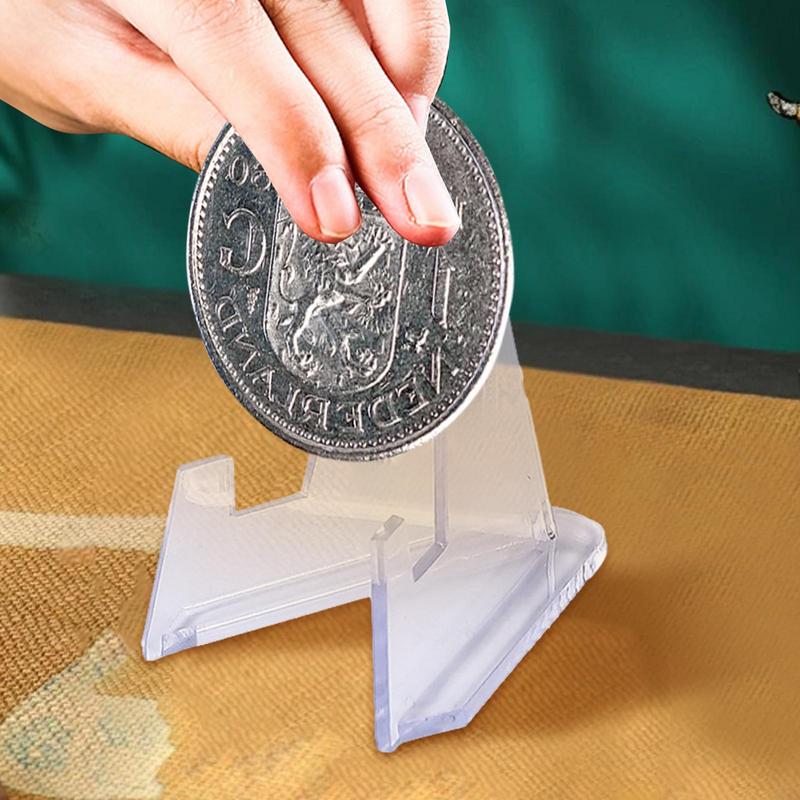 Clear Acrylic Coin Display Stand Acrylic Card Stand Portable Clear Coin Display Stand Coin Capsule Holder Support Card Organizer