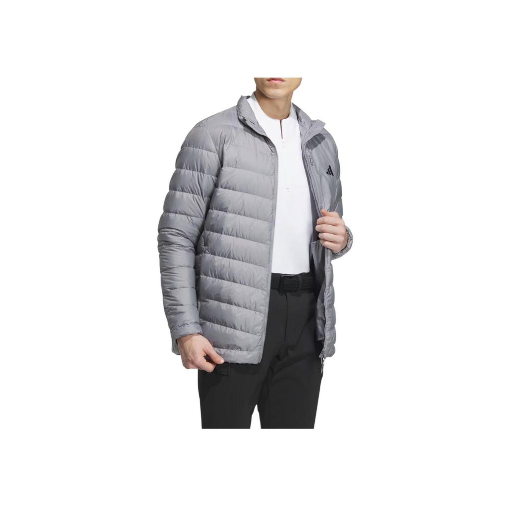 Adidas 630 Padded Solid Color Logo Zipper Stand Collar Long Sleeve Down Jacket Men Jacket Gray HZ6069