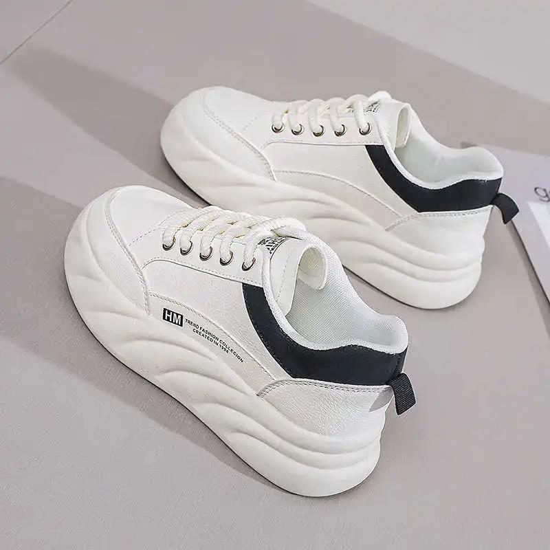 Fashion Rubber Sole PU Leather Womens Summer Moccasins Casual Ladies Shoes On Sale Black White Sneakers Sports Unusual Visitors