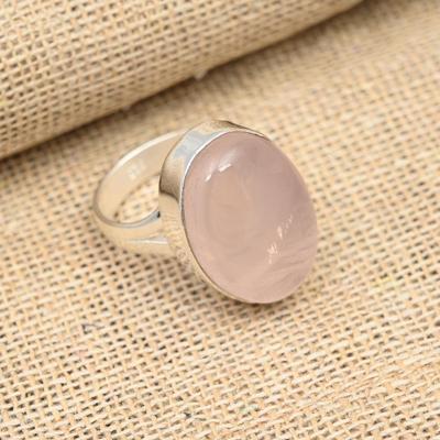 Rose Quartz Gemstone Handmade 925 Sterling Silver Ring Jewelry For Thanksgiving