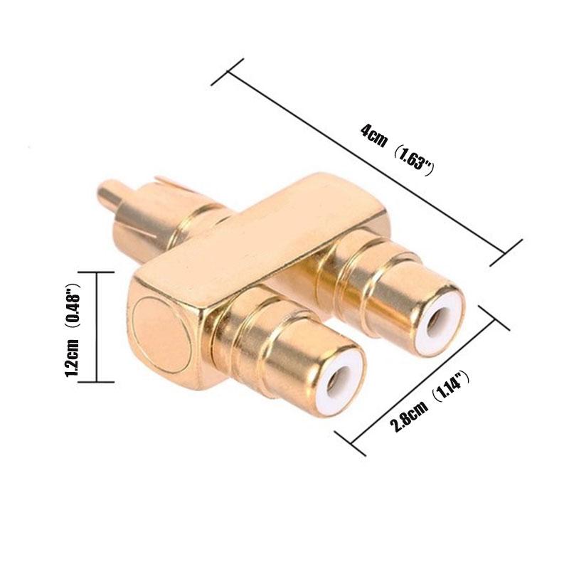 Kobbergullbelagt Rca Audio Video Splitter 1 Hann til 2 Hunn Converter Adapter