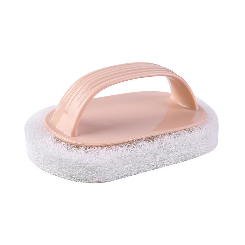 Solid Color Striped Handle Mop: Kitchen & Bathroom Cleaning Sponge with Scouring Pad