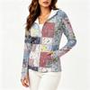 Women Lightweight Hooded Sun Protection Jacket Full Zip Long Sleeve Printed Pocket Outdoor Activewear Windbreaker