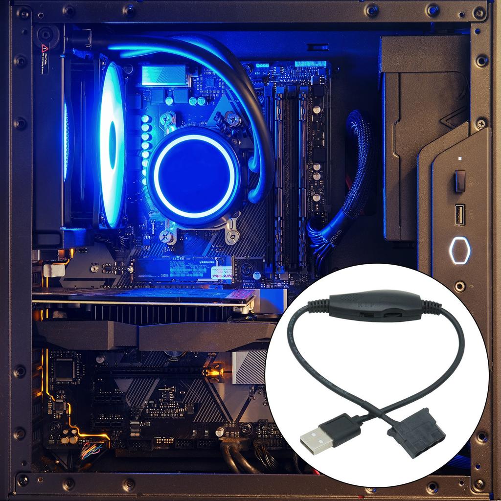 USB To 4Pin PWM 5V To 12V Boost Line USB Sleeved PC Fan Power Adapter Connector Converters Cable with Adjust Switches