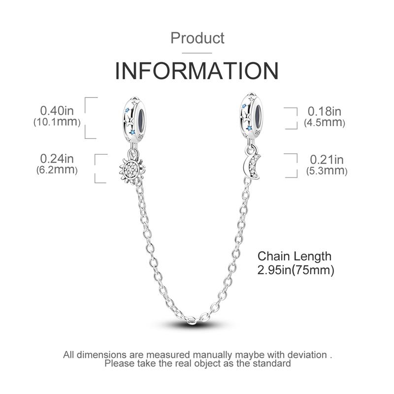 Charms Original Copper Safety Chain Sun Moon Stars Beads Fit Bracelet Women Jewelry Diy Fine Gift Accessory