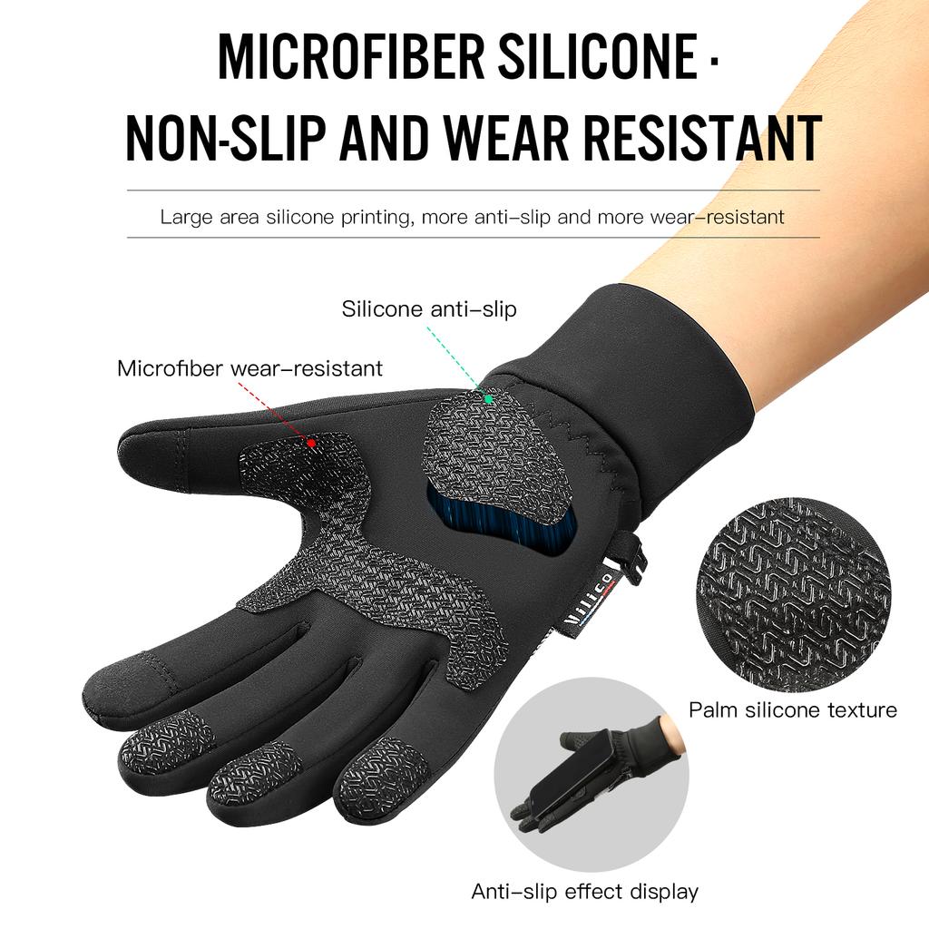 Vilico Cycling Fitness Gloves With Fleece For Spring Autumn Winter Cold Resistance  Touch Screen Gloves Reflective Strip Design