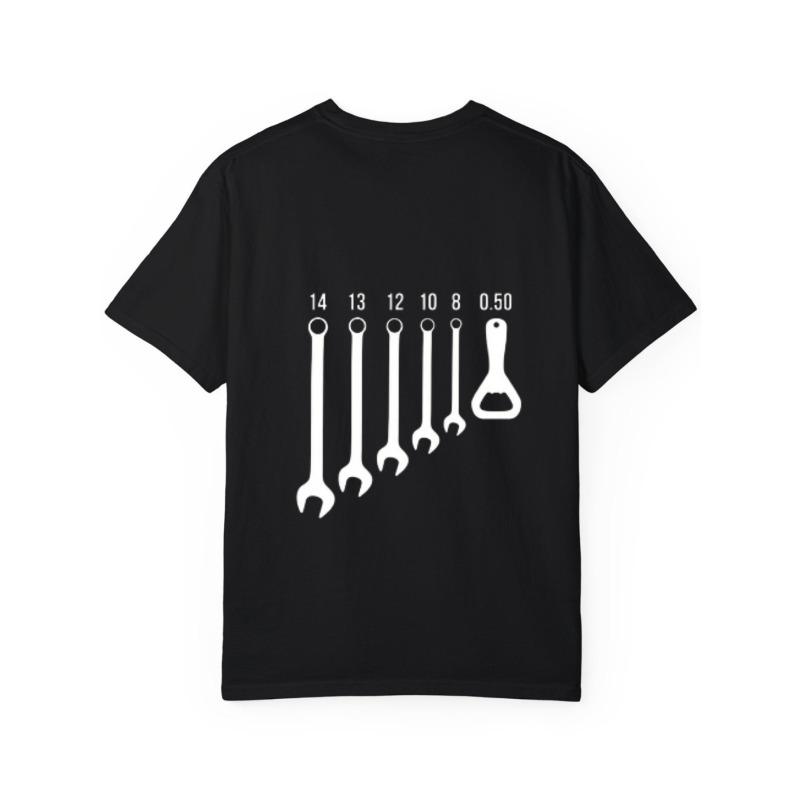 Crew Neck T Shirt White Wrenches and Numbers Print for Casual Wear