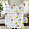 Softball and Bows Velveteen Blanket, Personalized Team Gift