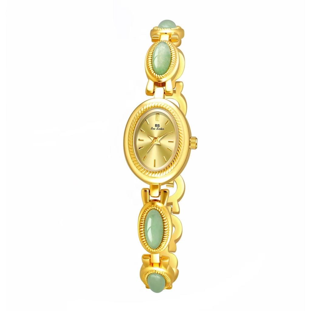 UTHAI W006 Modny zegarek damski na co dzień naturalny jadeitowy bransoletka wysokiej jakości zegarek luksusowy zegarek prezenty dla kobiety