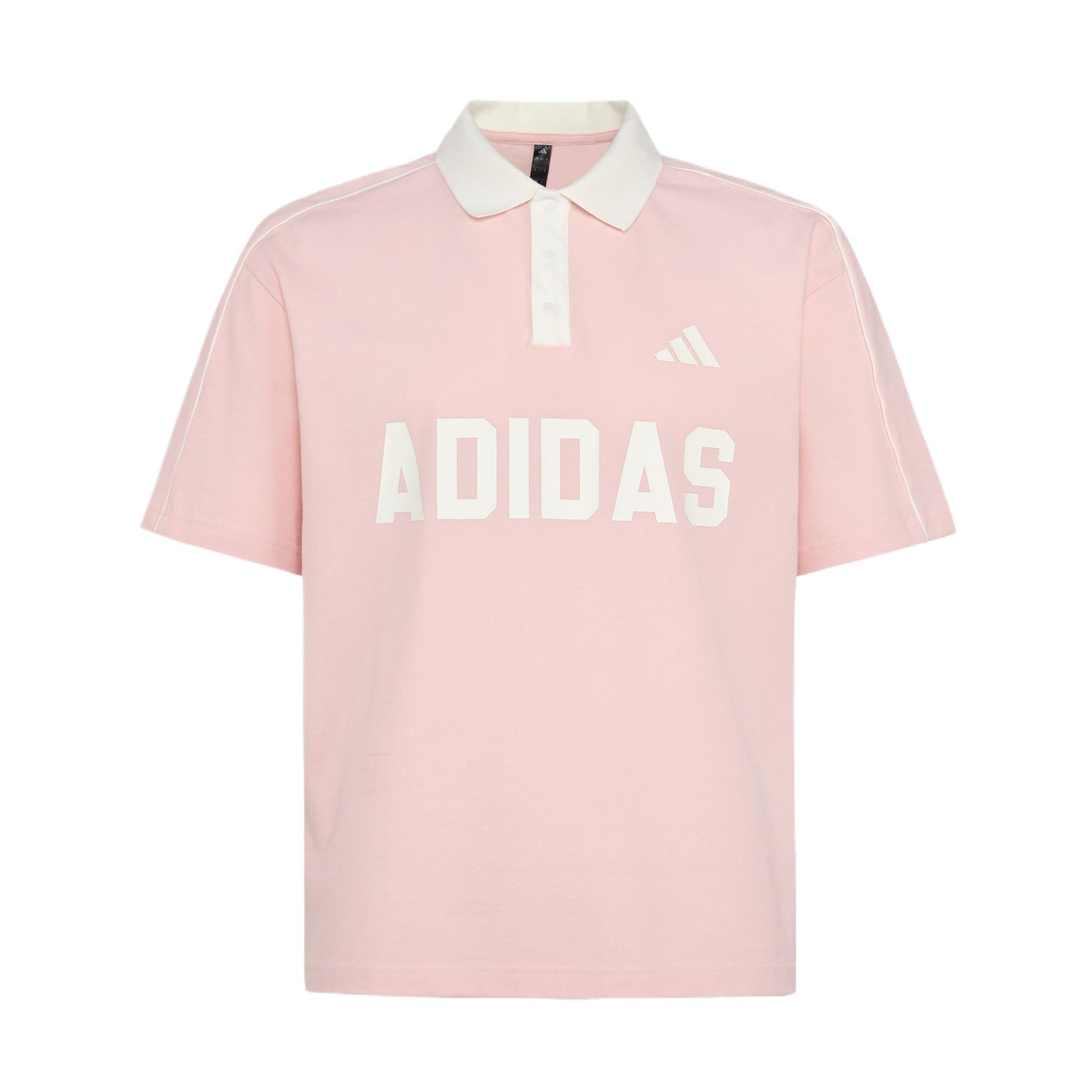 Adidas Polo Shirts Unisex Light Pink Polo Collar Moderate Straight Fit KW8118 M