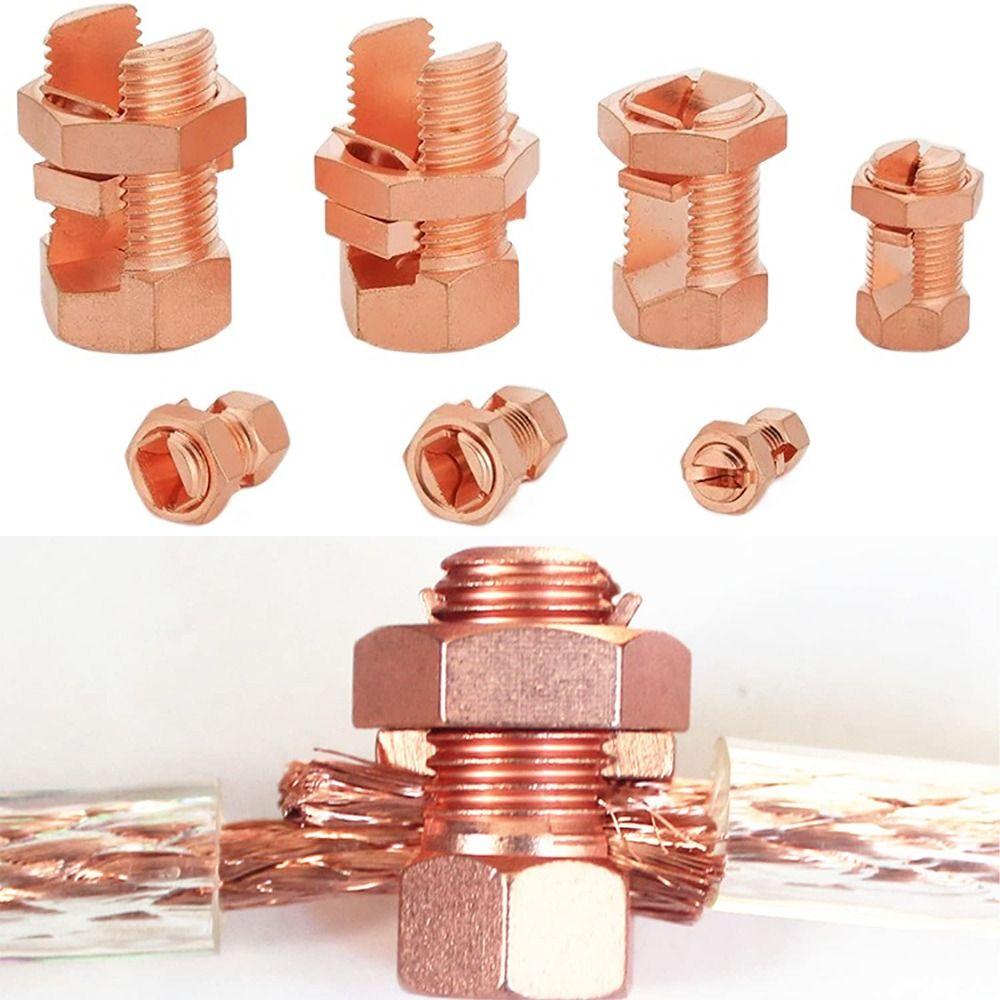Copper Bolt Clamp New TJ Series Split Bolt Connector Sturdy Durable Copper Split Bolt Wire Clips Screw Terminal