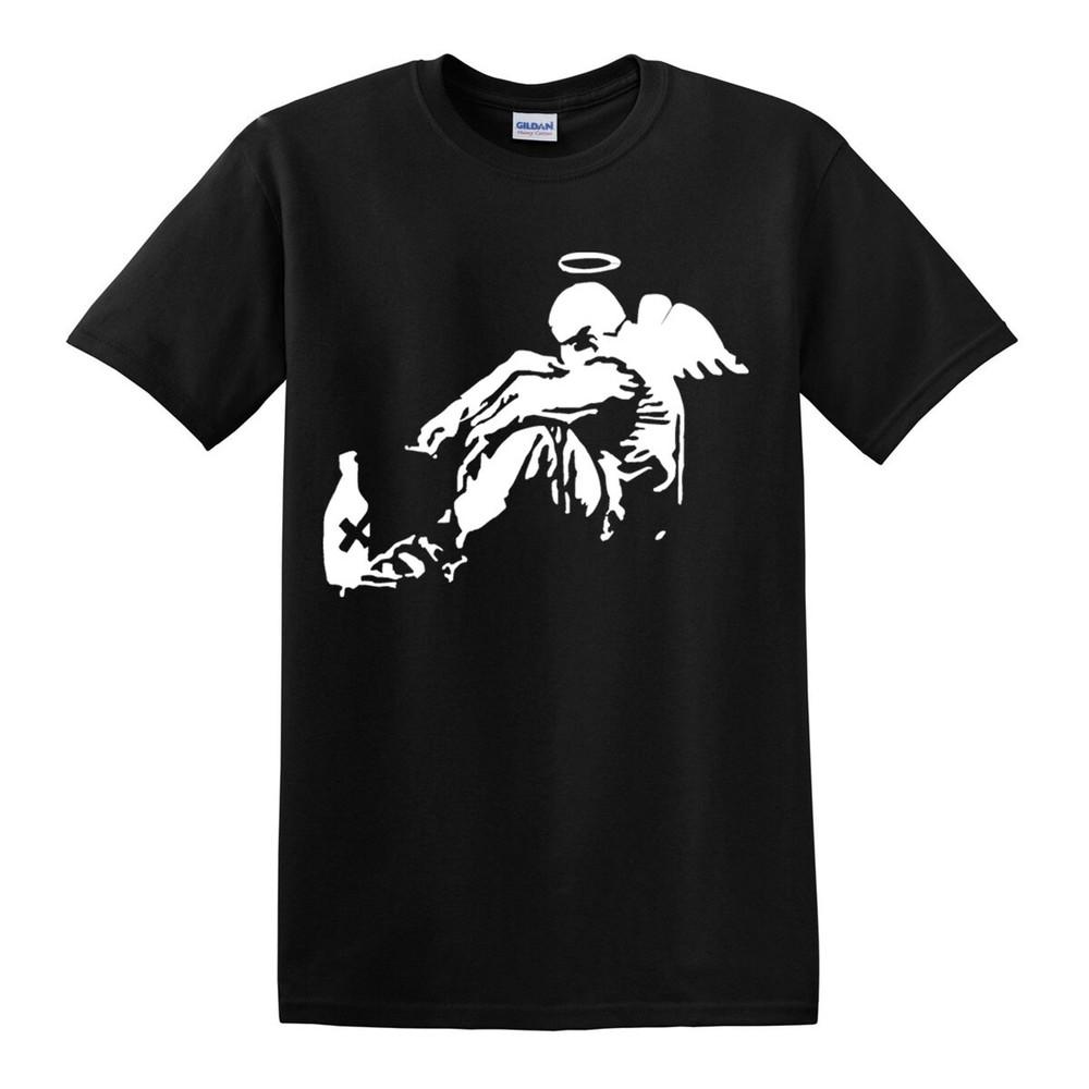 BANKSY DRUNKEN ANGEL TSHIRT Unisexs Street Art Gift Xmas Gift Fallen Angel Top 2XL