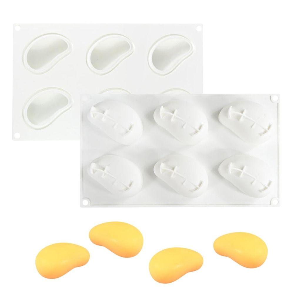 6 Cavity Mango Mousse Cake Mold Food-Grade Silicone Heat-Resistant Chocolate Dessert Mold Fruit Shaped Reusable