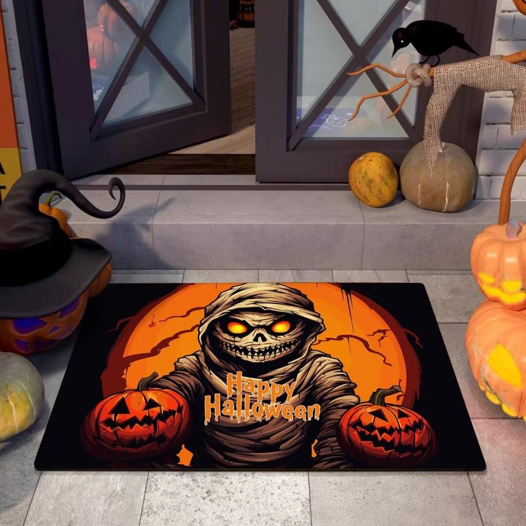 Halloweenský kreslený vtipný koberec bytová dekorace, měkký a savý, podložka na podlahu u vchodu, protiskluzový do koupelny