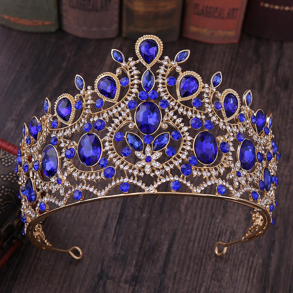 Baroque Large Crown with Rhinestones, Tiara, Bridal Jewelry