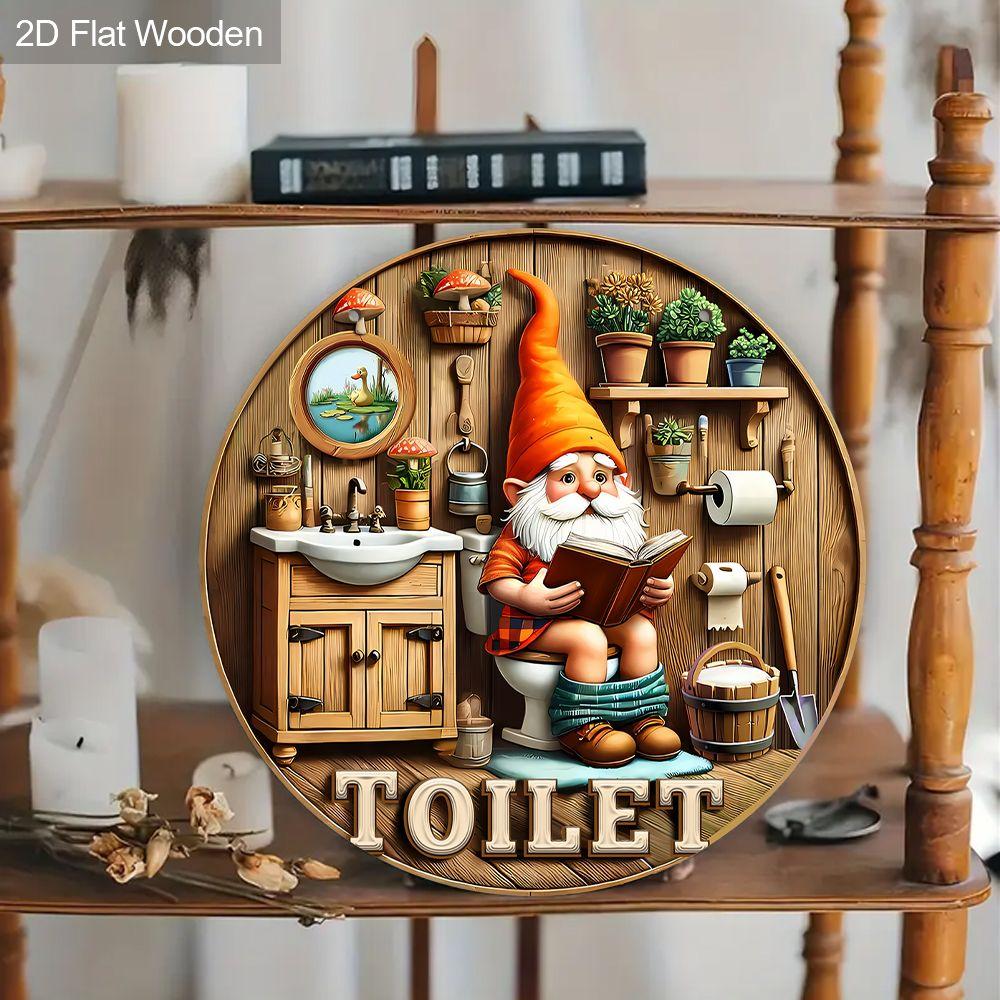 Interesting toilet decoration, wooden hanging decorative signs, bathroom wall or door decoration, 2D graphic products, housewarming gifts for friends