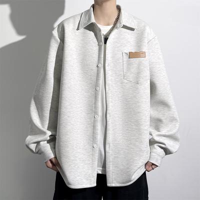 Autumn and Winter Japanese Large Size Men's Long-sleeved Shirt Jacket Loose Simple Casual Solid Color Men's Shirt