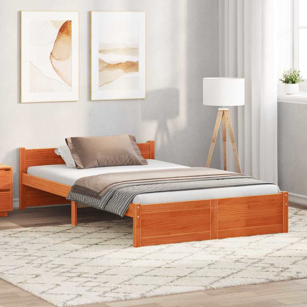 Bed Frame with Headboard Wax Brown 195.5 X 140.5 X 51 Cm