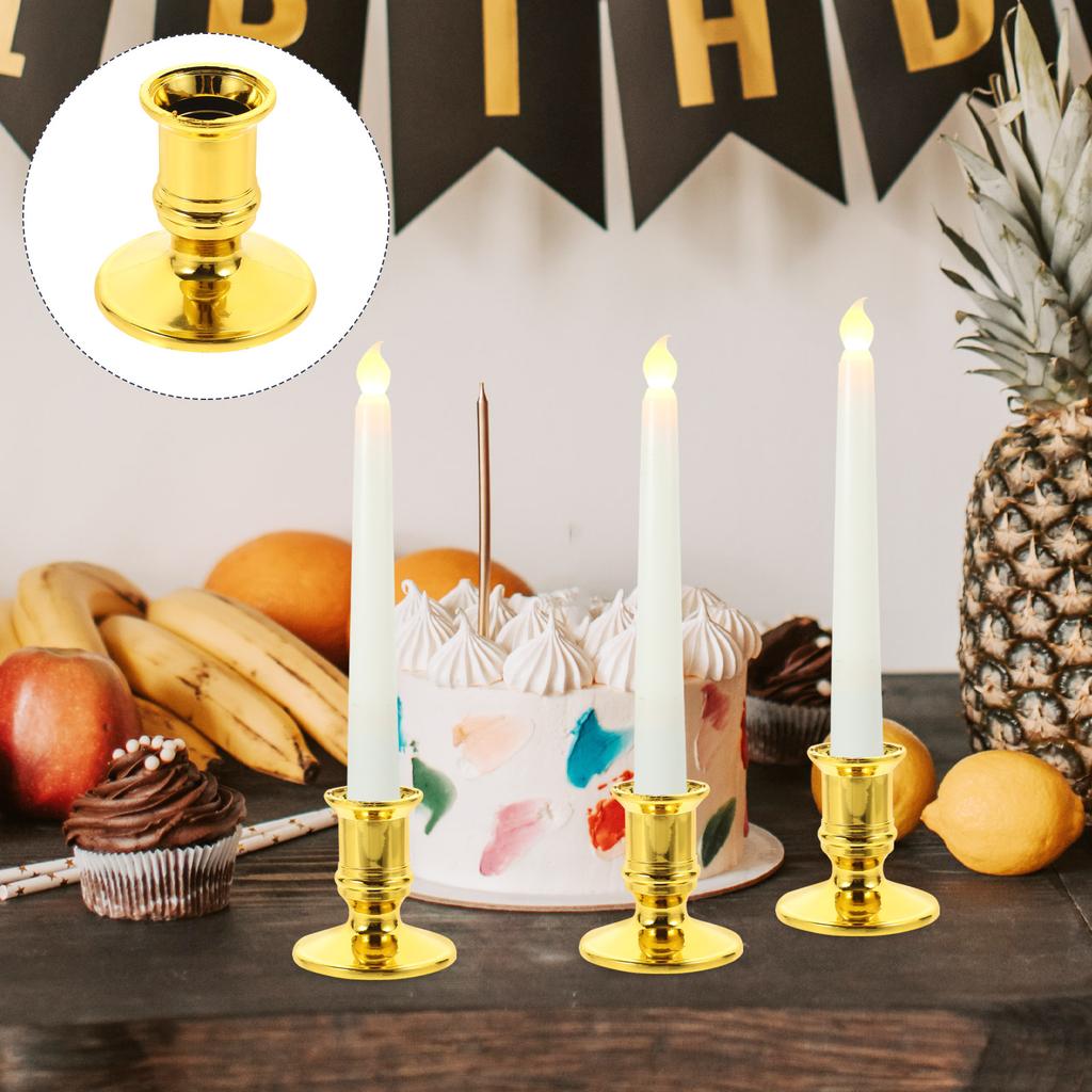 20 Pcs Golden Electronic Holders Stable Base Decorative Pillar Centerpieces Wedding Candlestick Holders Indoor Tealight