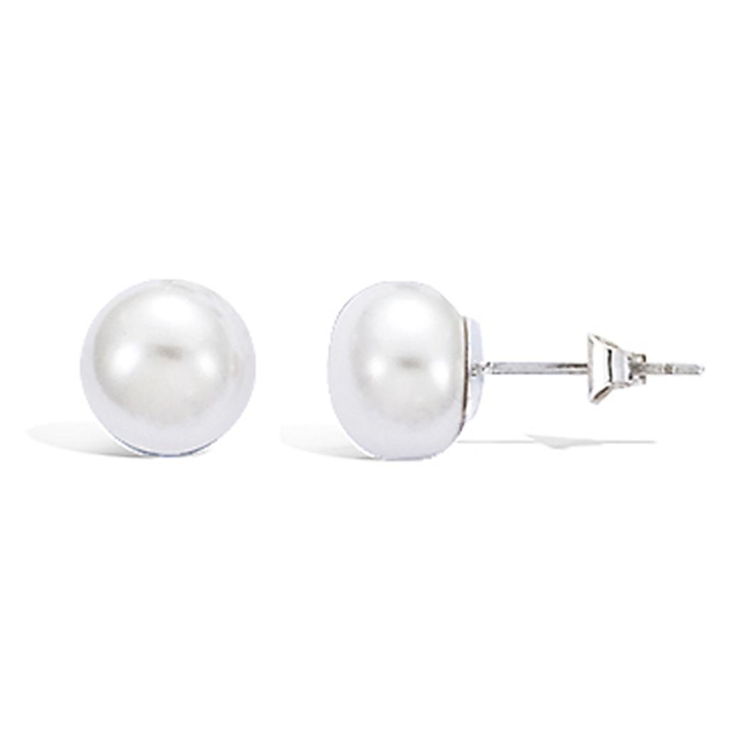 Les Trésors De Lily [H0471] - Silver Earrings 'Perla' Ivory White (flat) Silver (rhodium Plated) - 10 Mm
