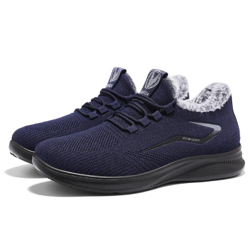 Men Autumn Knit Mesh Slip On Shoes, Breathable Soft Sole Casual Lazy Sneakers