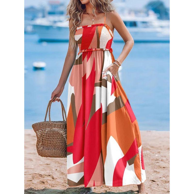 2025 New Summer Simple and Stylish Sling Tube Top Print Women's clothing dress Women