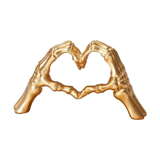 Halloween Herz Hände Skulptur Skelett Handgeste Schreibtisch Harz Figur Herzform Liebe Ornament für Wohnzimmer Regal Couchtisch Mittelstück