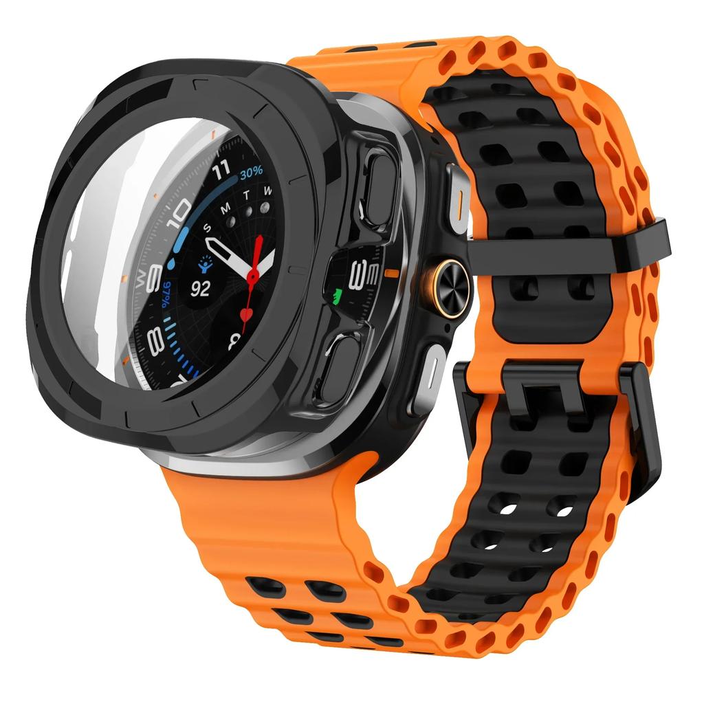 Case+Strap for Samsung Galaxy Watch 7 Ultra 47mm Sport Silicone Band Bracelet PC Case Protective Cover for Galaxy Watch 7 Ultra