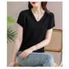 Women's Knitted T-shirt V-neck Summer New Short Loose Base Shirt Thin Ice Silk Knitted Top