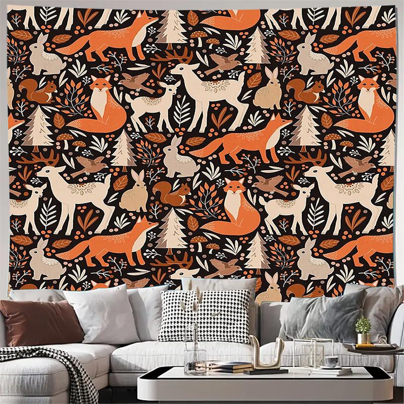 

Forest Tapestry Woodland Animals Deer Fox Mushroom Nature Home Decor Wall Hanging Room Aesthetic Vintage Tapestry Bedroom Decor 74x94cm(29x37in)