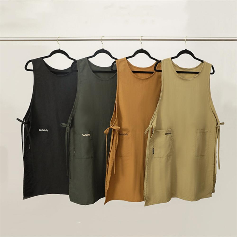 Anti-dirty Long Vest Waterproof Kitchen Apron with Pockets Women's Painting Cooking Working Pinafore Nail Salon Beauty Apron