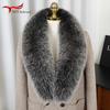 Women Natural Real Fox Fur Collar Luxury Fluffy Neck Warmer Scarf Winter Large Fur Shawl For Coat Female Detachable Fur Scarves